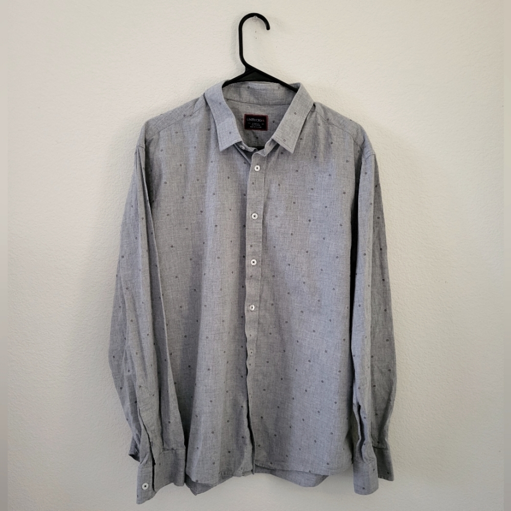 Untuckit Mens Xl Long Sleeve Button Down Gray Floral